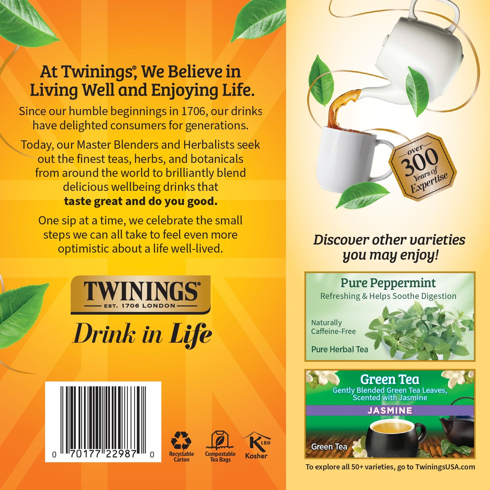 Twinings Lemon & Ginger Herbal Tea Individually Wrapped Bags, 100 Count (Pack of 1), Tangy Lemon, Spicy Ginger, Naturally Caffeine-Free, Enjoy Hot or Iced, 100 Teabags - Image 3