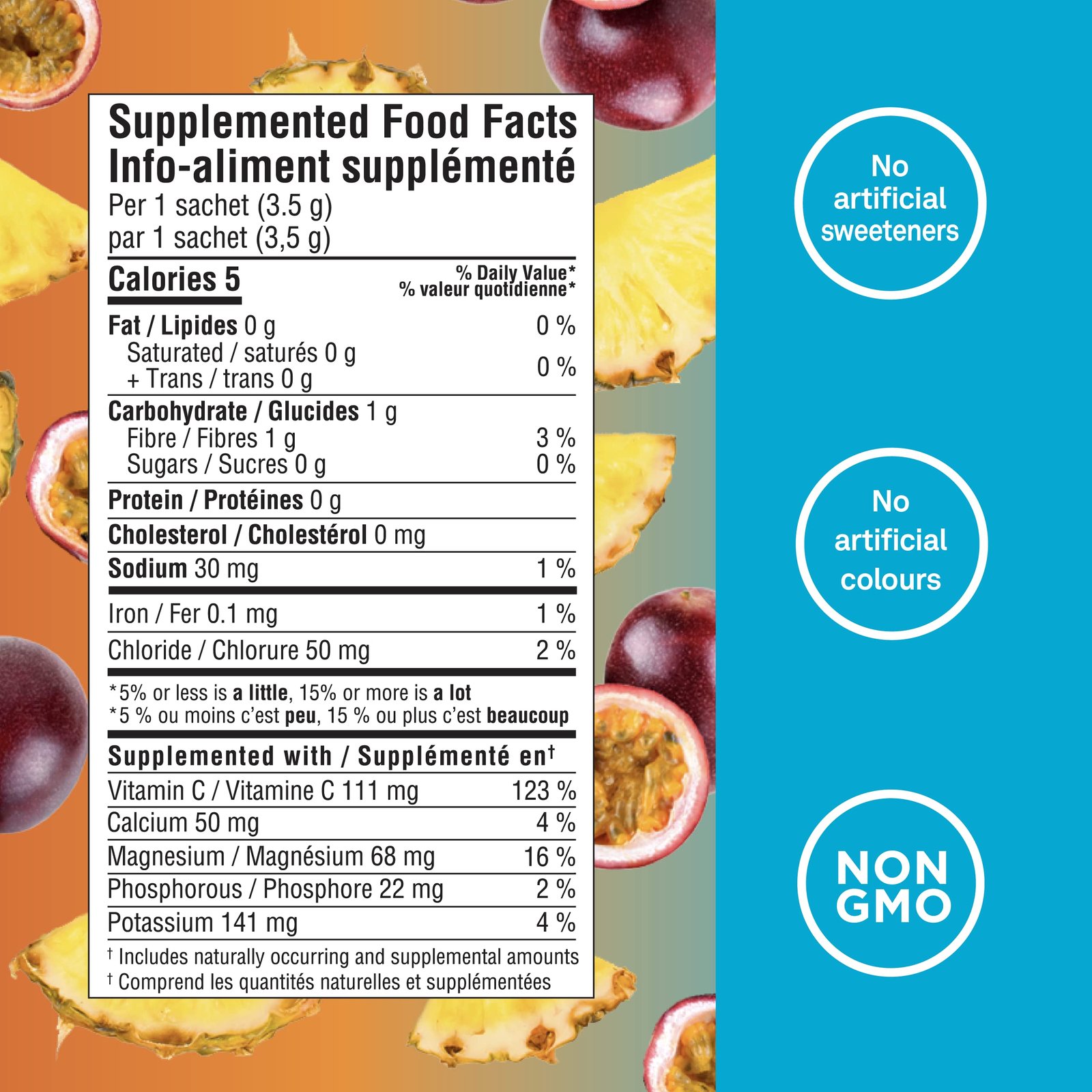 Organika Canadian-Made Electrolytes Powder - Variety Pack Sachets (Raspberry/Lemonade/Pineapple) On-the-Go Sugar-Free Hydration and Electrolyte Replenishment with Prebiotics and Vitamin C, 3.5g x 21ct - Image 5