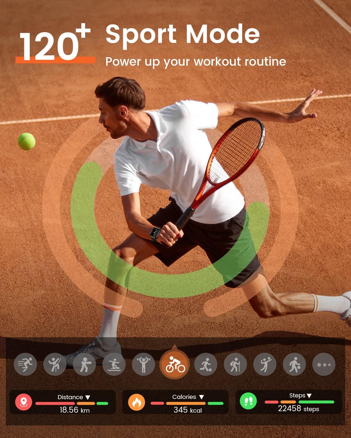 RUXINGX Smart Watch for Women Men: Smartwatch with SpO2 Sleep Track & Heart Rate Monitor, Bluetooth Calling for iPhone Android, 30-Day Long Battery, 120+ Fitness Modes, IP68 Waterproof, Reloj - Image 6