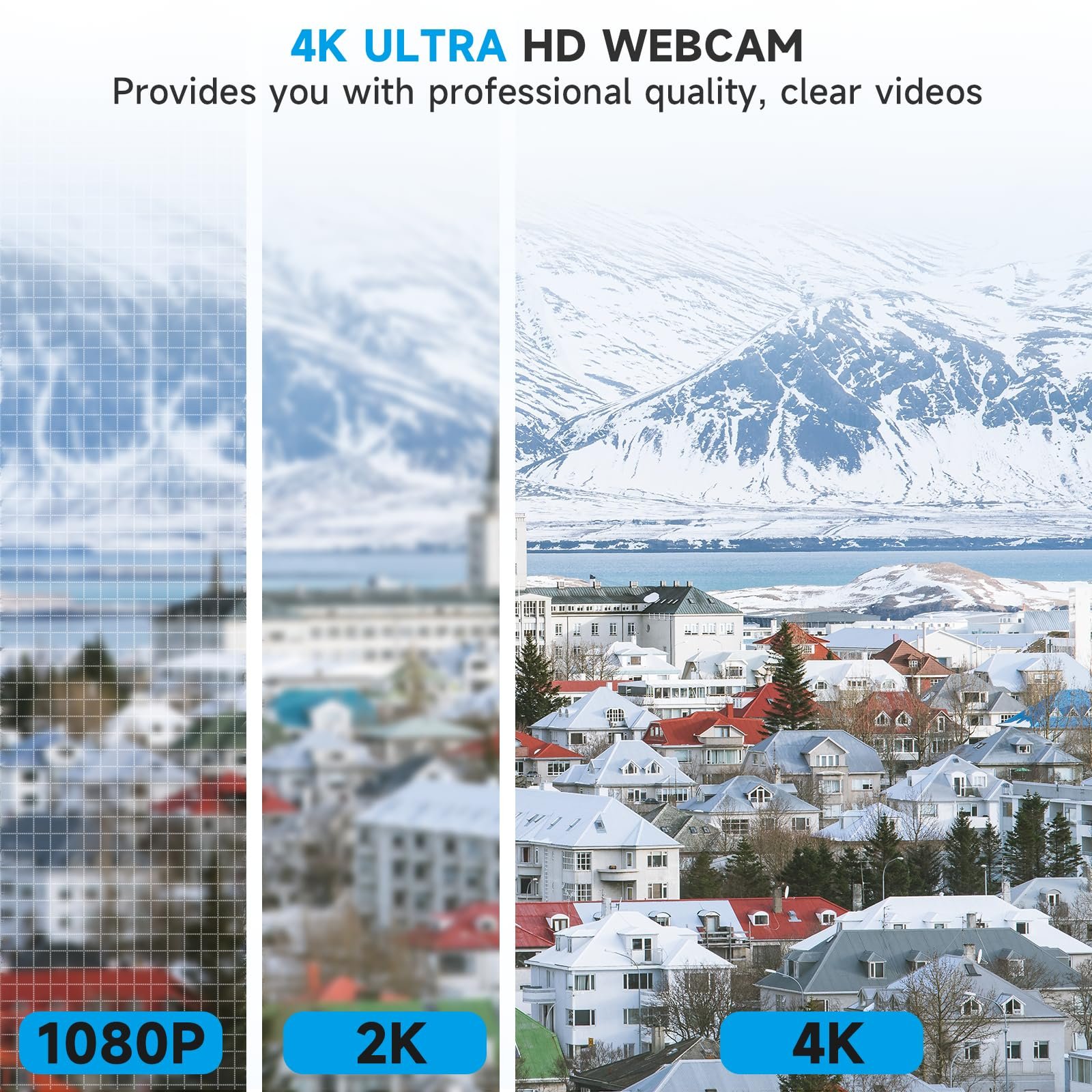 AOC 4k Webcam for PC with Microphone, Computer Camera with Noise Cancellation, Privacy Cover, 99° FOV, Plug & Play USB Webcam for Streaming, Conferencing, Zoom, Skype, Facetime, Laptop, PC, Skype - Image 9