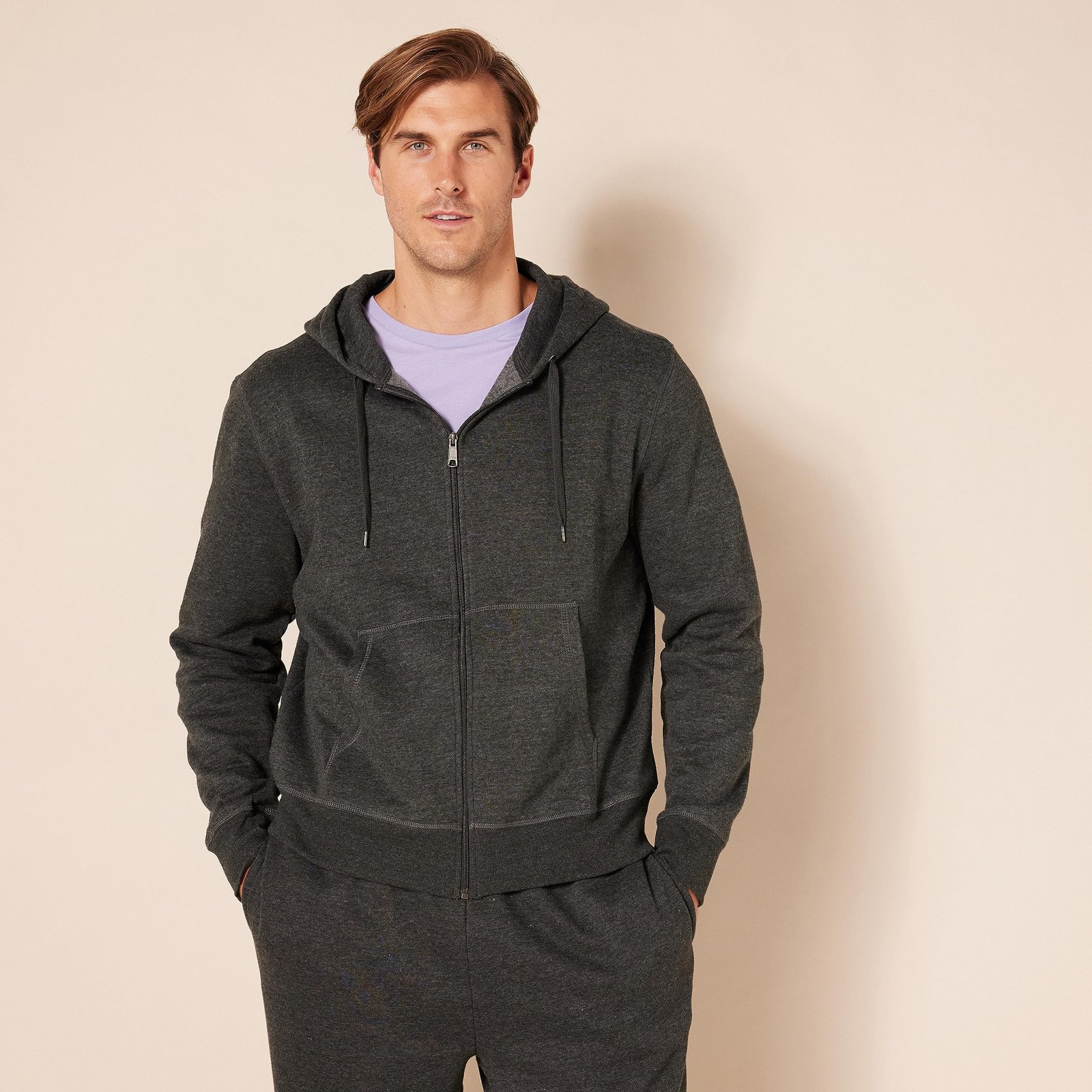 Amazon Essentials Men's Full-Zip Fleece Hoodie (Available in Big & Tall), Charcoal Heather, X-Large - Image 4