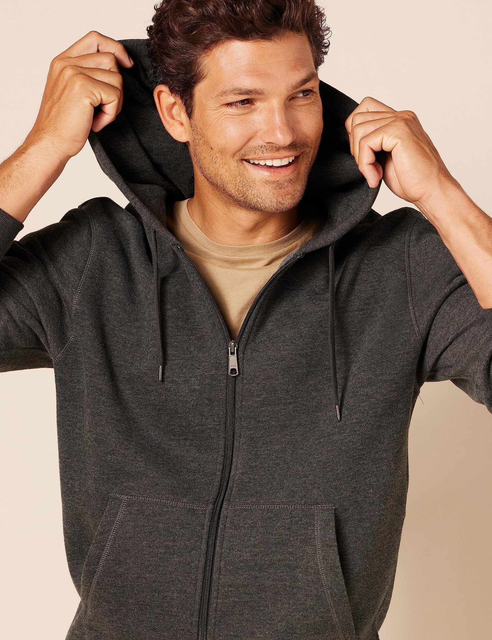 Amazon Essentials Men's Full-Zip Fleece Hoodie (Available in Big & Tall), Charcoal Heather, X-Large - Image 6