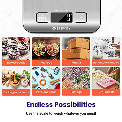 Etekcity Food Kitchen Scale, Digital Grams and Ounces for Weight Loss, Baking, Cooking, Keto and Meal Prep, Postal Parcel, Small, 304 Stainless Steel - Image 4