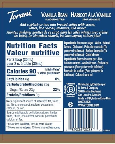 Torani Vanilla Bean Coffee Syrups, 0.75 L - Image 10