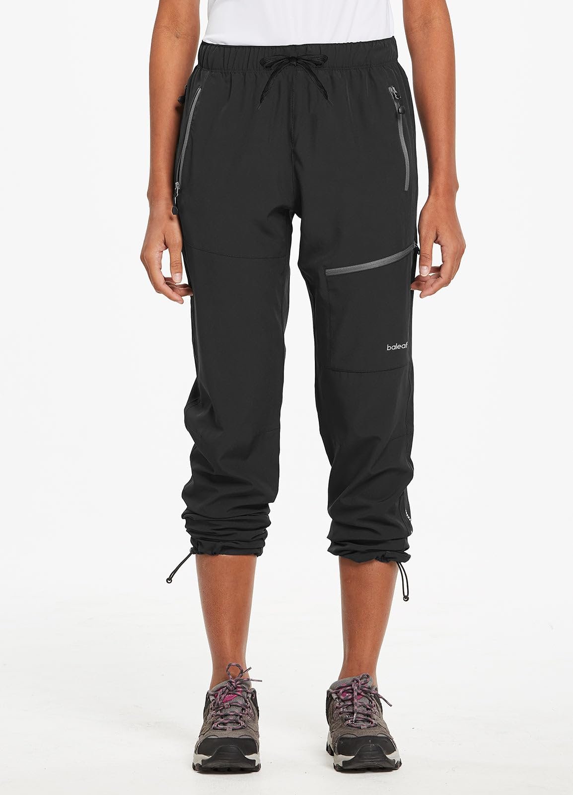 baleaf Women's Hiking Cargo Pants Quick Dry Lightweight Waterproof Rain Pants for Women Elastic Waist Outdoor Travel Joggers 29" Black L - Image 8