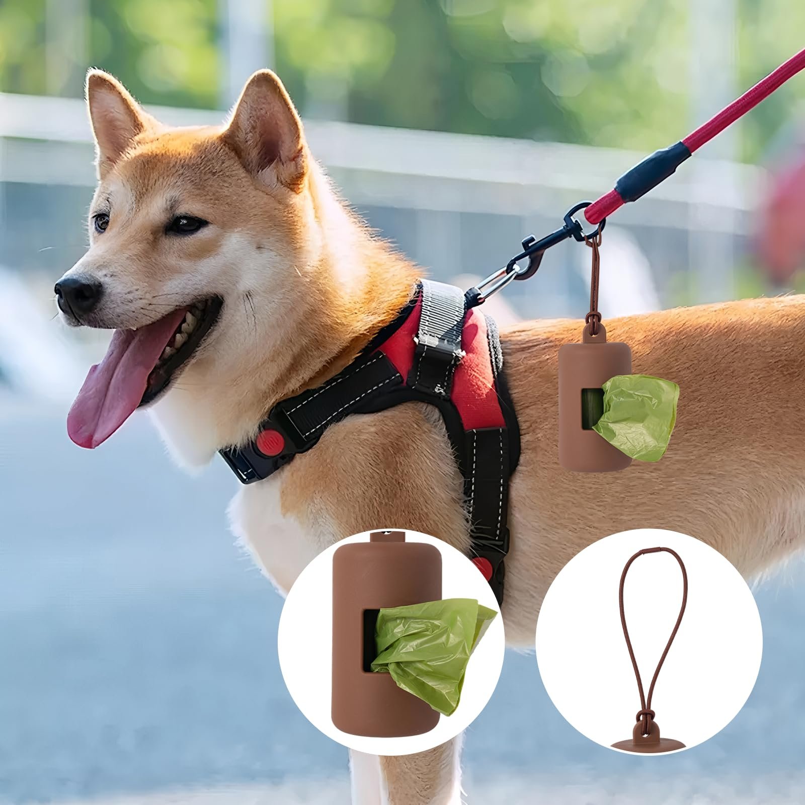 Dog Poop Bag Holder, Soft Plastic Dog Waste Bags Holder Leash Attachment Portable Dispenser for Travel, Walking, Park and Outdoor, Pet Walking Accessory 3 Pack (Black+Brown+Grey) - Image 4