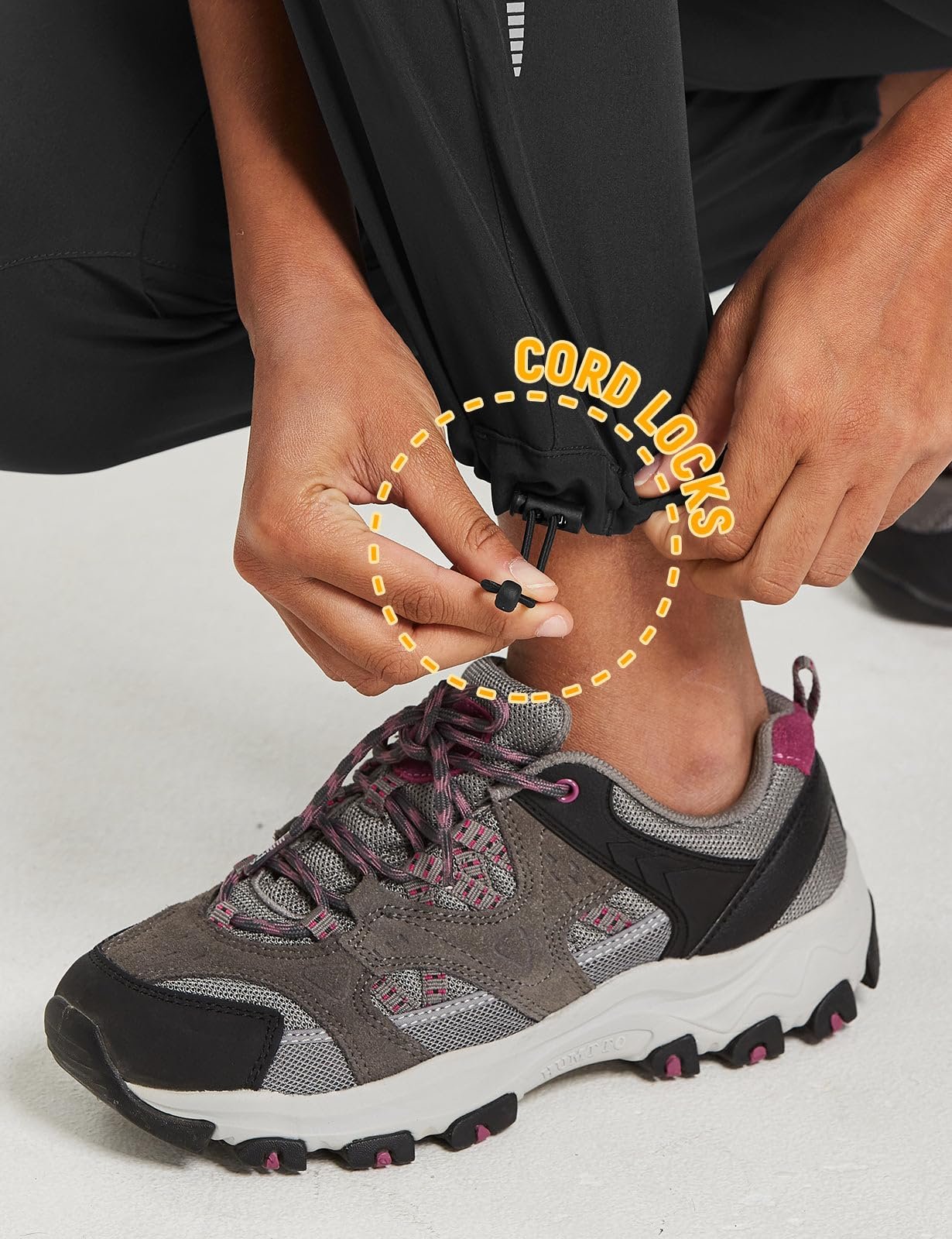 baleaf Women's Hiking Cargo Pants Quick Dry Lightweight Waterproof Rain Pants for Women Elastic Waist Outdoor Travel Joggers 29" Black L - Image 7