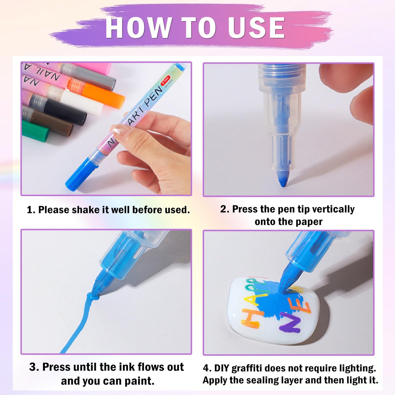 XINGXYUEL 12 Colors Nail Art Pens Set, Nail Art Markers Polish Pens for Painting Nails, Acrylic Paint Drawing Painting Dotting Markers Pen Quick Drying Nail Art Design Manicure Tools - Image 4