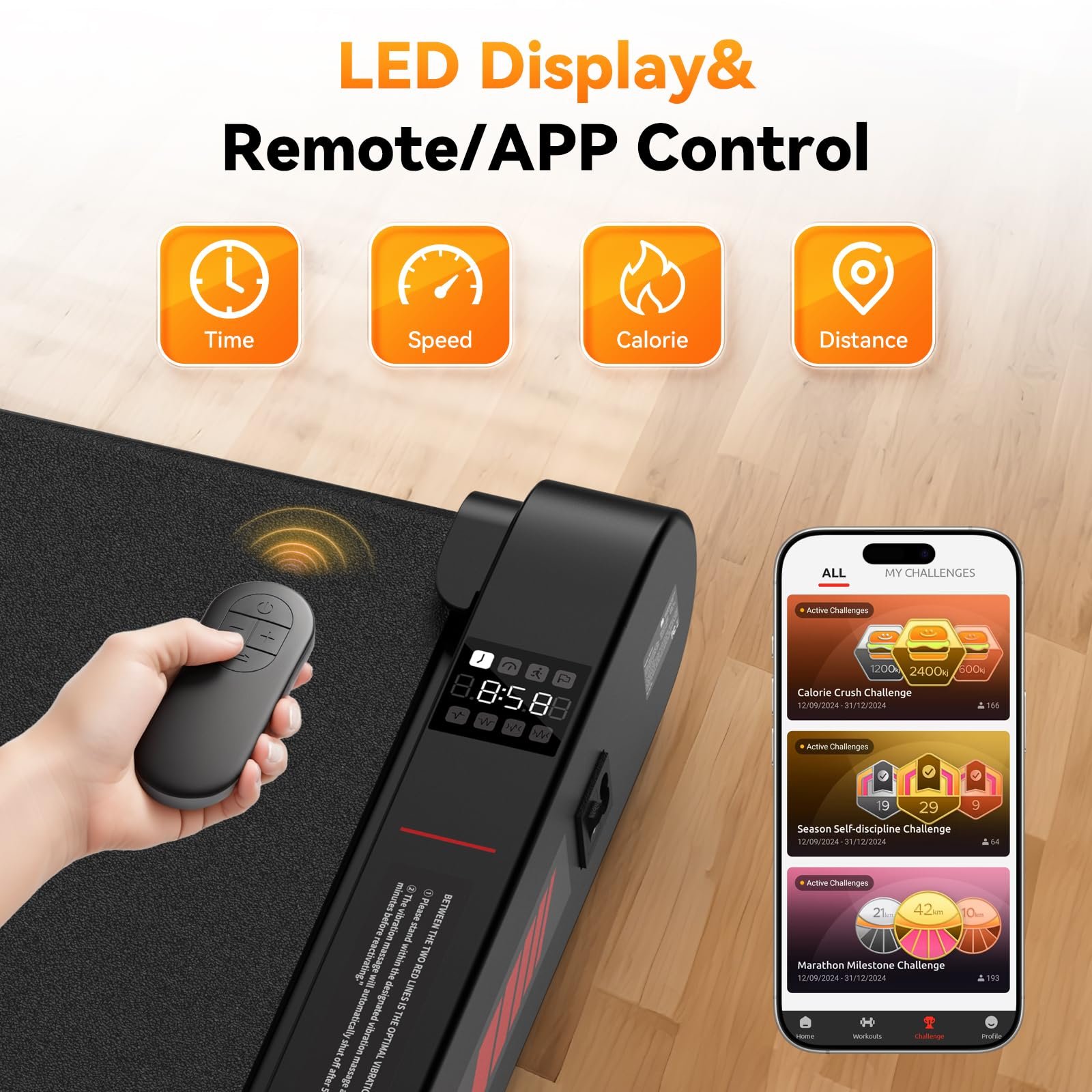 Sperax Walking Vibration Pad with APP,2.5 HP Under Desk Treadnill with Remote Control,Compact Portable Treadmill for Home and Office - Image 7