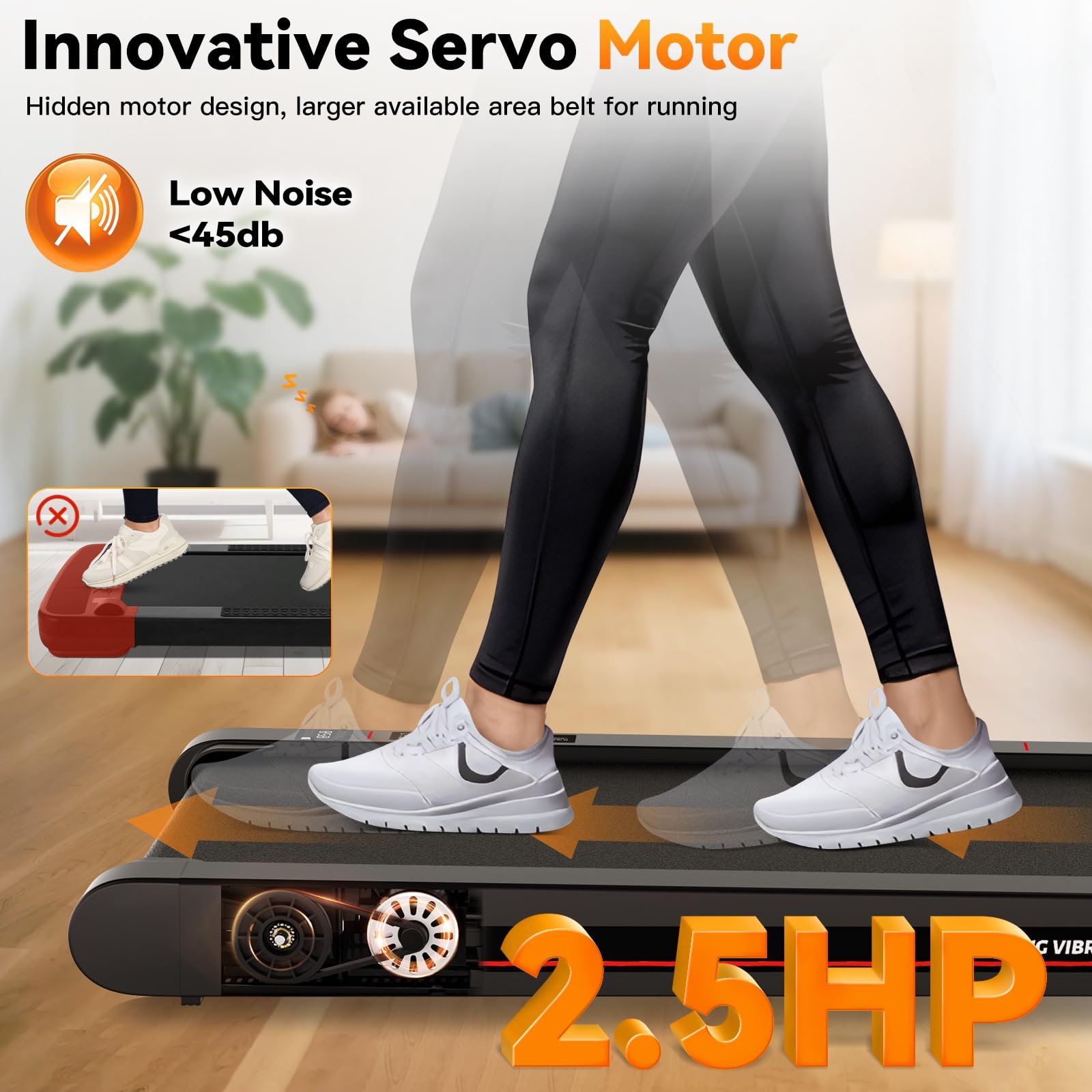 Sperax Walking Vibration Pad with APP,2.5 HP Under Desk Treadnill with Remote Control,Compact Portable Treadmill for Home and Office - Image 5