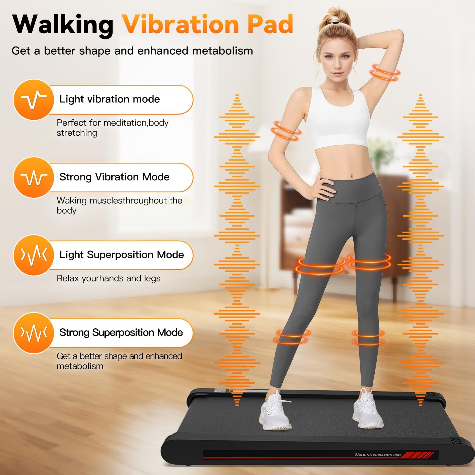 Sperax Walking Vibration Pad with APP,2.5 HP Under Desk Treadnill with Remote Control,Compact Portable Treadmill for Home and Office - Image 6