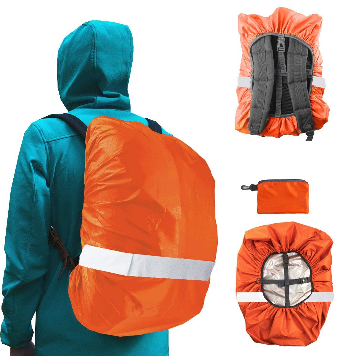 Frelaxy Hi-Visibility Backpack Rain Cover with Reflective Strip 100% Waterproof for Hiking, Camping, Biking, Traveling - Image 7