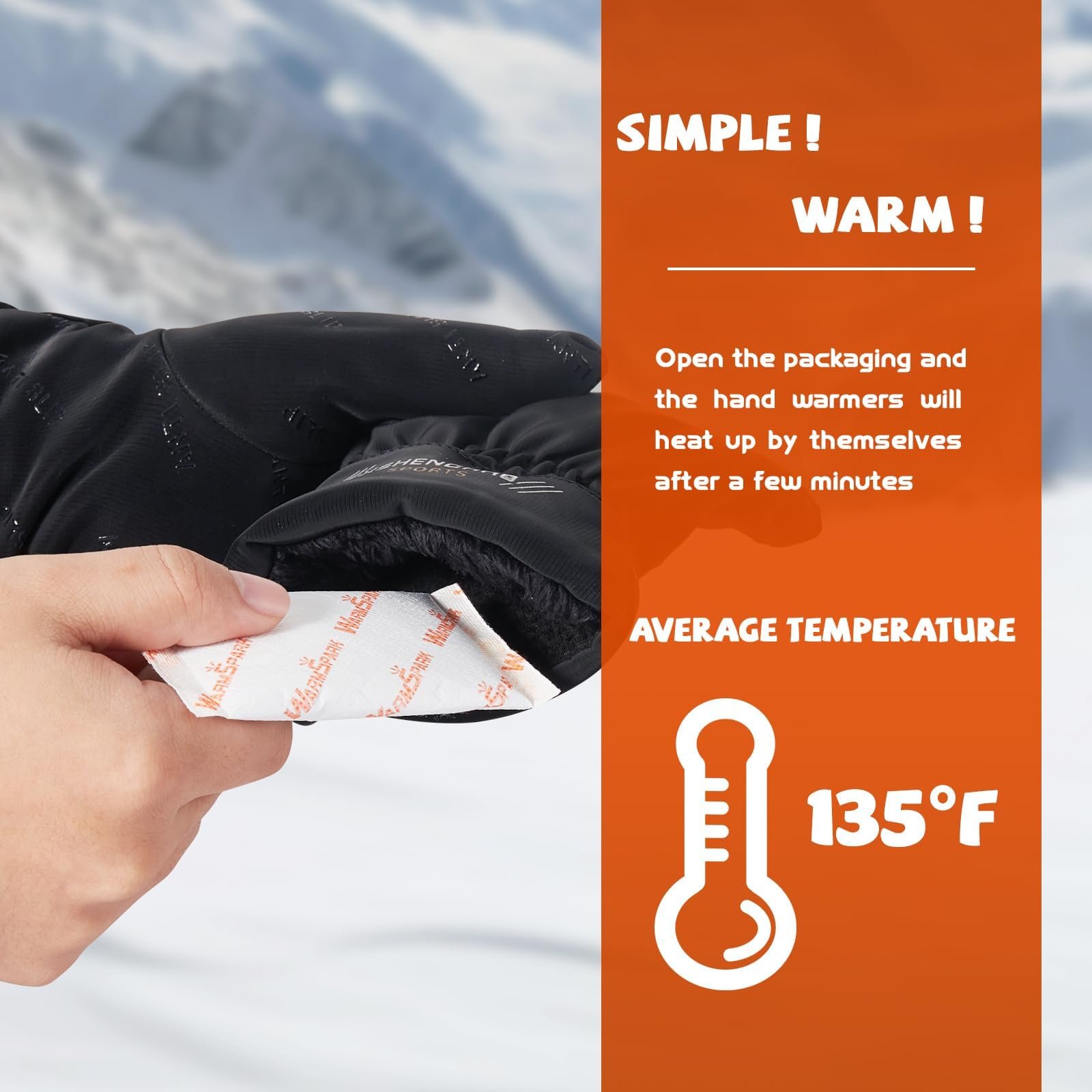 WarmSpark Hand Warmers - Long Lasting Pocket Heat Pack Camping Gloves Warmers - Up to 12 Hours of Heat (40 Pairs) - Image 5