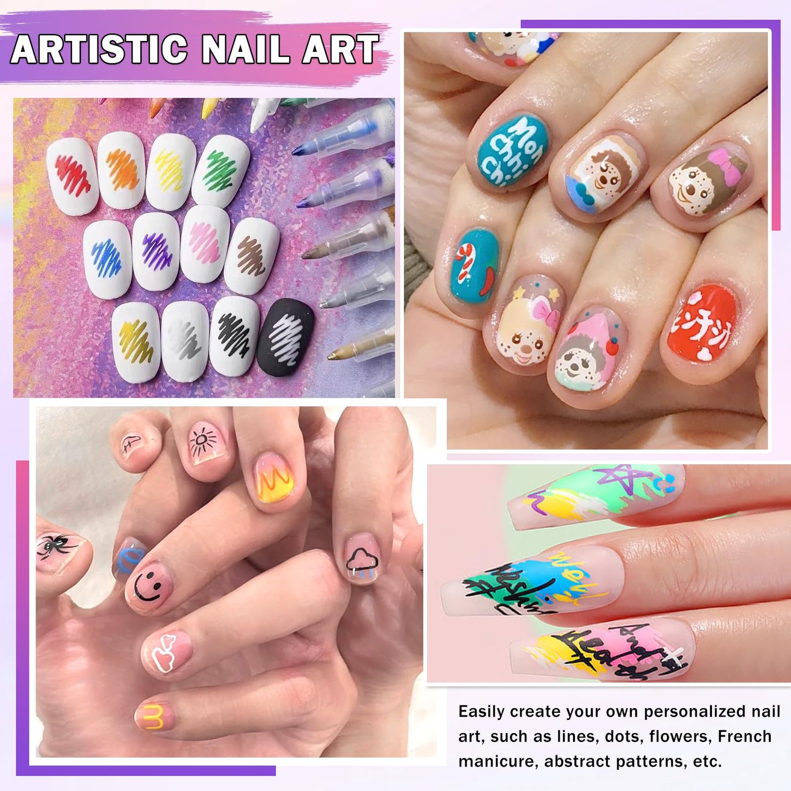 XINGXYUEL 12 Colors Nail Art Pens Set, Nail Art Markers Polish Pens for Painting Nails, Acrylic Paint Drawing Painting Dotting Markers Pen Quick Drying Nail Art Design Manicure Tools - Image 5