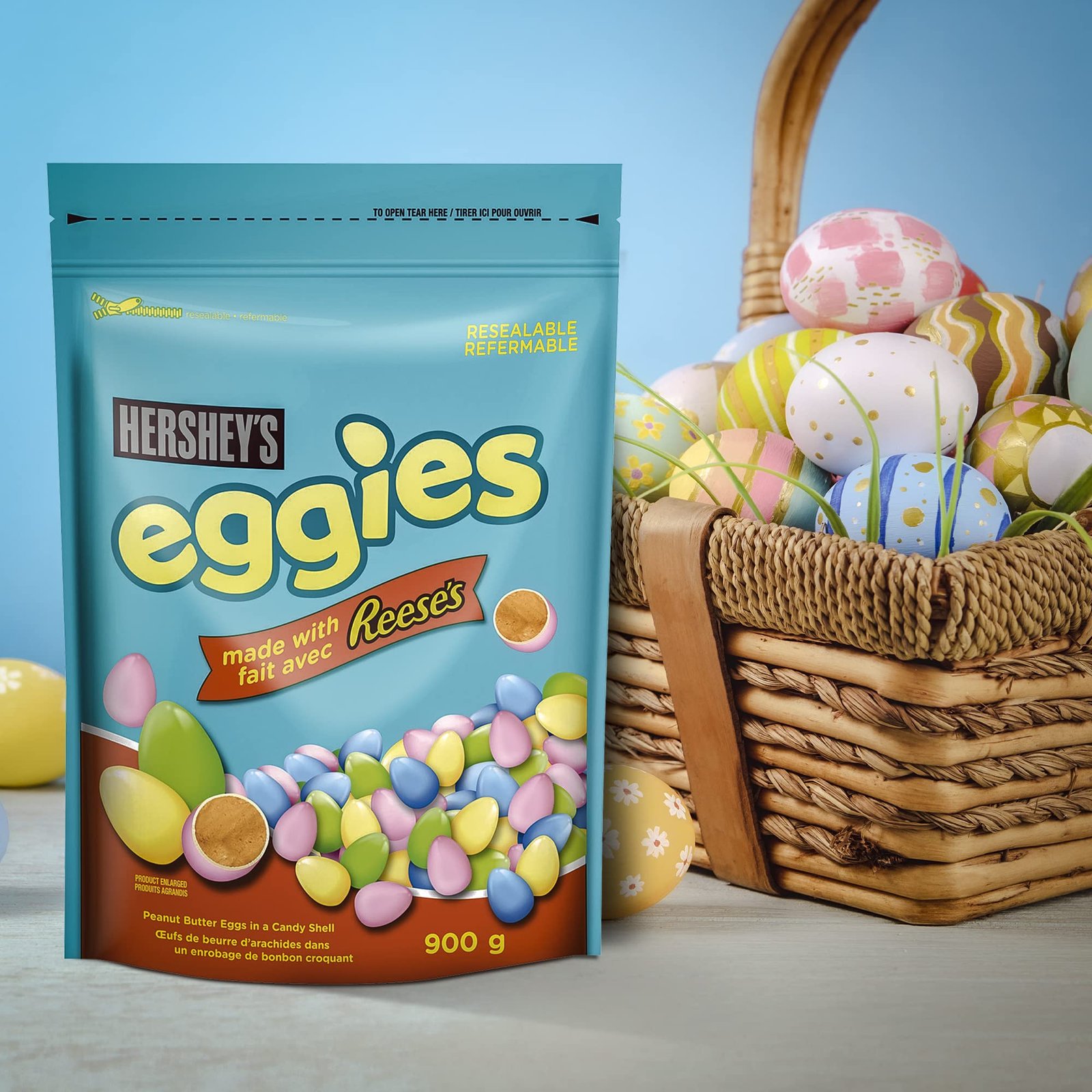REESE'S & HERSHEY'S Easter Candy Eggs, Eggies Made with REESE'S Peanut Butter, Great Easter Gift for Kids, 900g Bulk Bag - Image 3