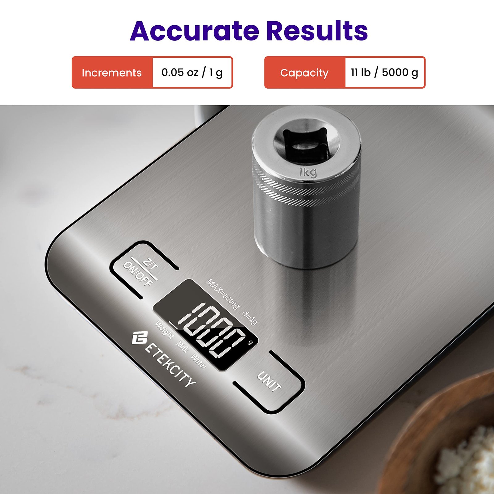 Etekcity Food Kitchen Scale, Digital Grams and Ounces for Weight Loss, Baking, Cooking, Keto and Meal Prep, Postal Parcel, Small, 304 Stainless Steel - Image 6