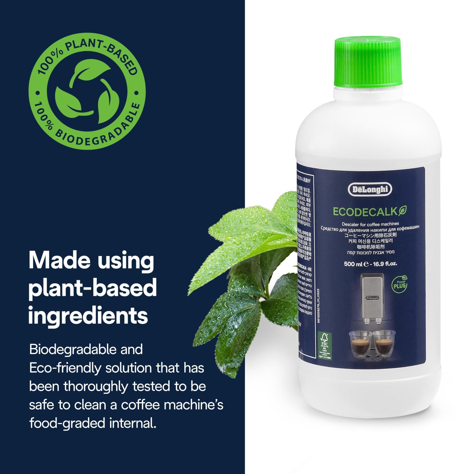 De'Longhi EcoDecalk Descaler, Eco-Friendly Universal Descaling Solution for Coffee & Espresso Machines, 16.90 oz (5 uses) - Image 4