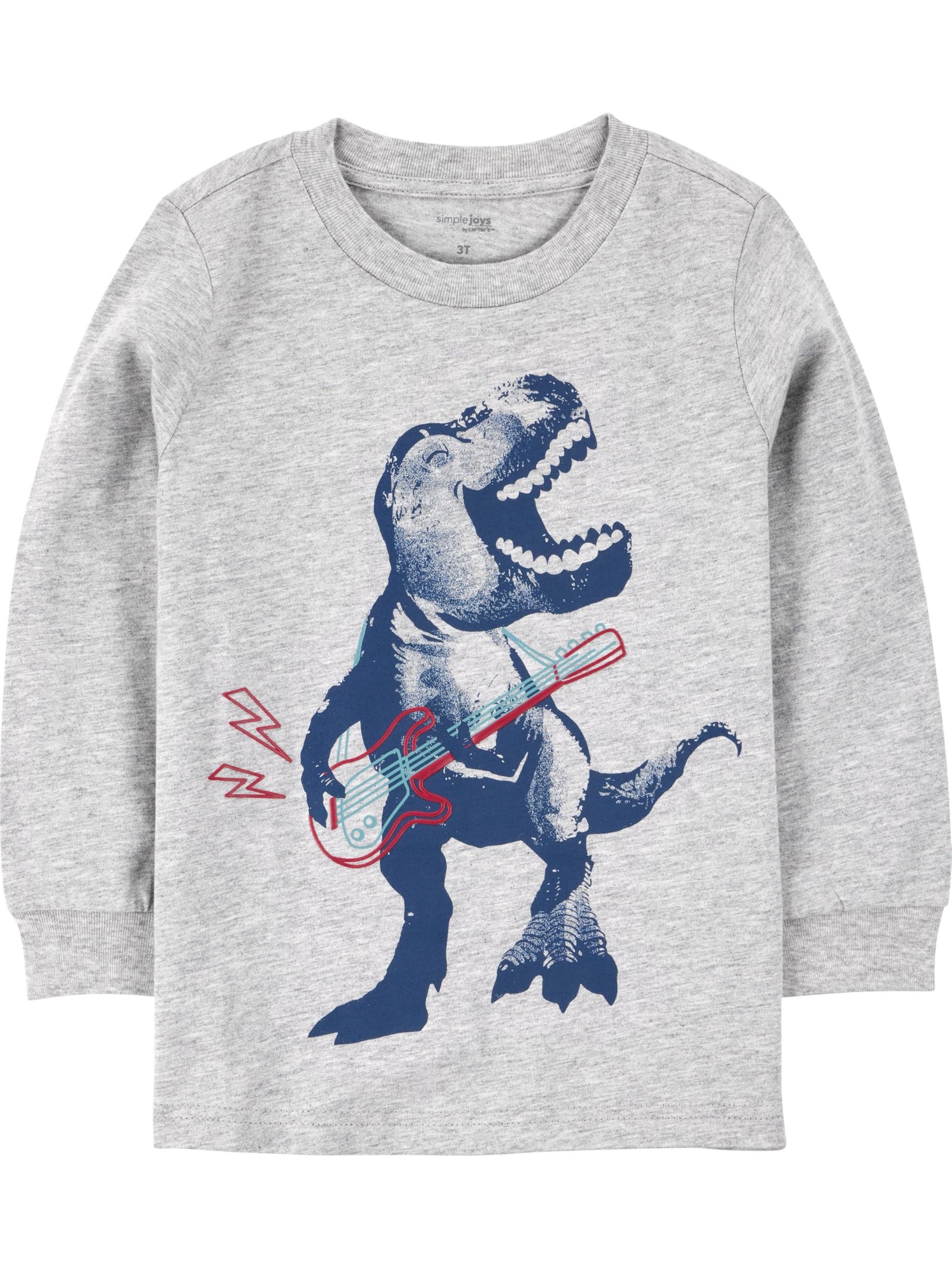 Simple Joys by Carter's Toddler Boys' 3-Piece Fleece Jacket, Long-Sleeve Shirt, and Woven Pant Playwear Set, Navy Dinosaur, 3T - Image 6