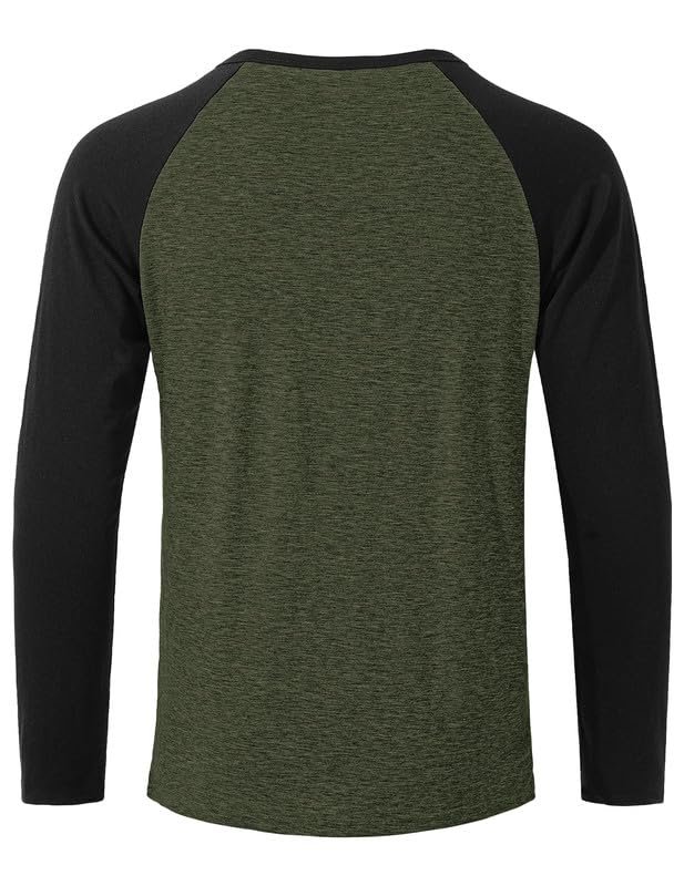 TARAINYA Henley Shirt Men Cotton 3-Button Casual Long Sleeve T-Shirt Slim Fit Big & Tall Army Green Black XL - Image 6