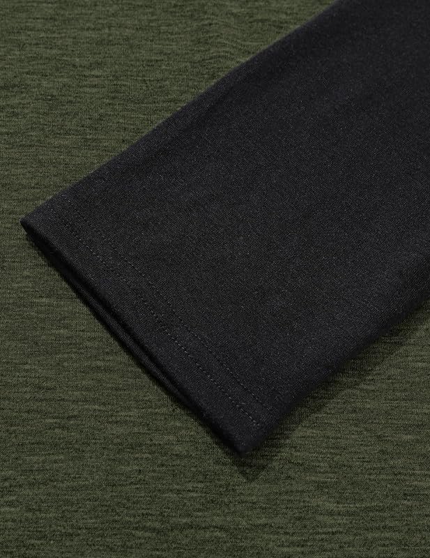 TARAINYA Henley Shirt Men Cotton 3-Button Casual Long Sleeve T-Shirt Slim Fit Big & Tall Army Green Black XL - Image 4