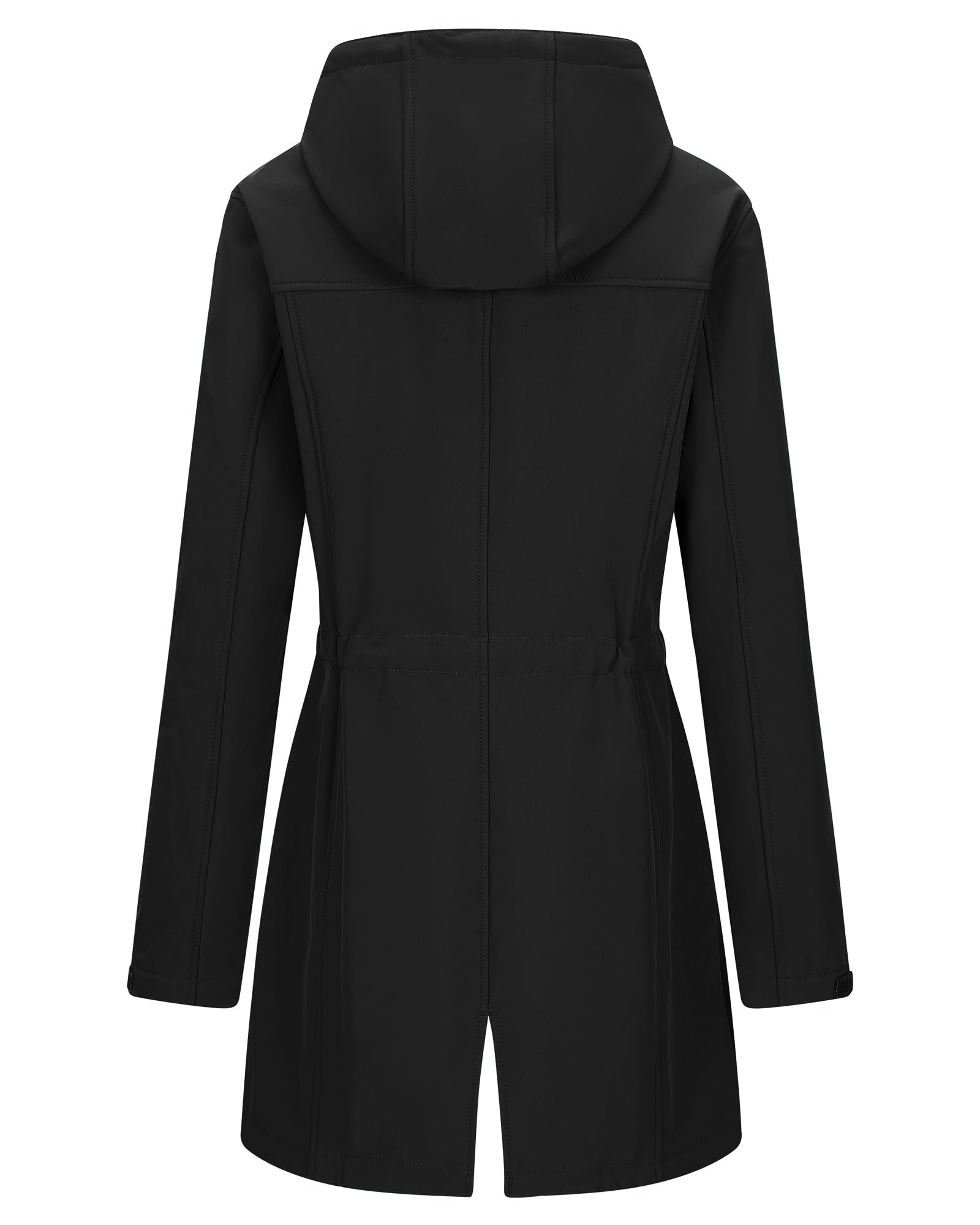 33,000ft Women's Softshell Long Jacket with Hood Fleece Lined Windproof Warm up Waterproof Windbreaker - Image 7