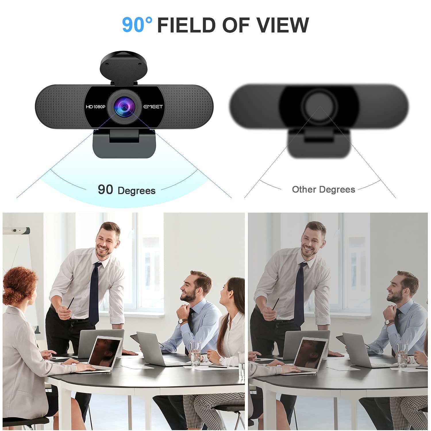 EMEET 1080P Webcam with Microphone, C960 Web Camera, 2 Mics Streaming Webcam, 90°FOV Computer Camera, Plug and Play USB Web Cam for Online Calling/Conferencing, Zoom/Teams/Facetime/YouTube, Laptop/PC - Image 7