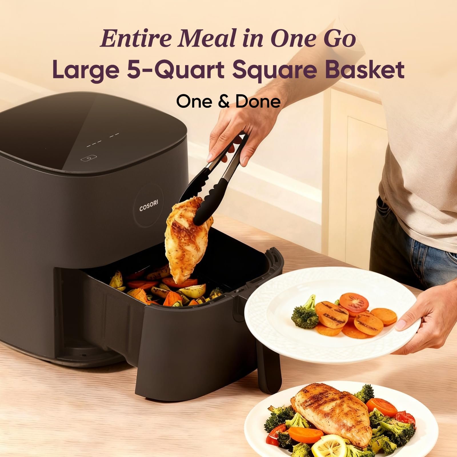COSORI Air Fryer 5Qt(4.7L), 9-In-1 Less Oil Airfryer Oven, UP to 450℉, Quiet Operation, 30 Exclusive Recipes, Nonstick Basket, Compact, Dishwasher Safe - Image 3
