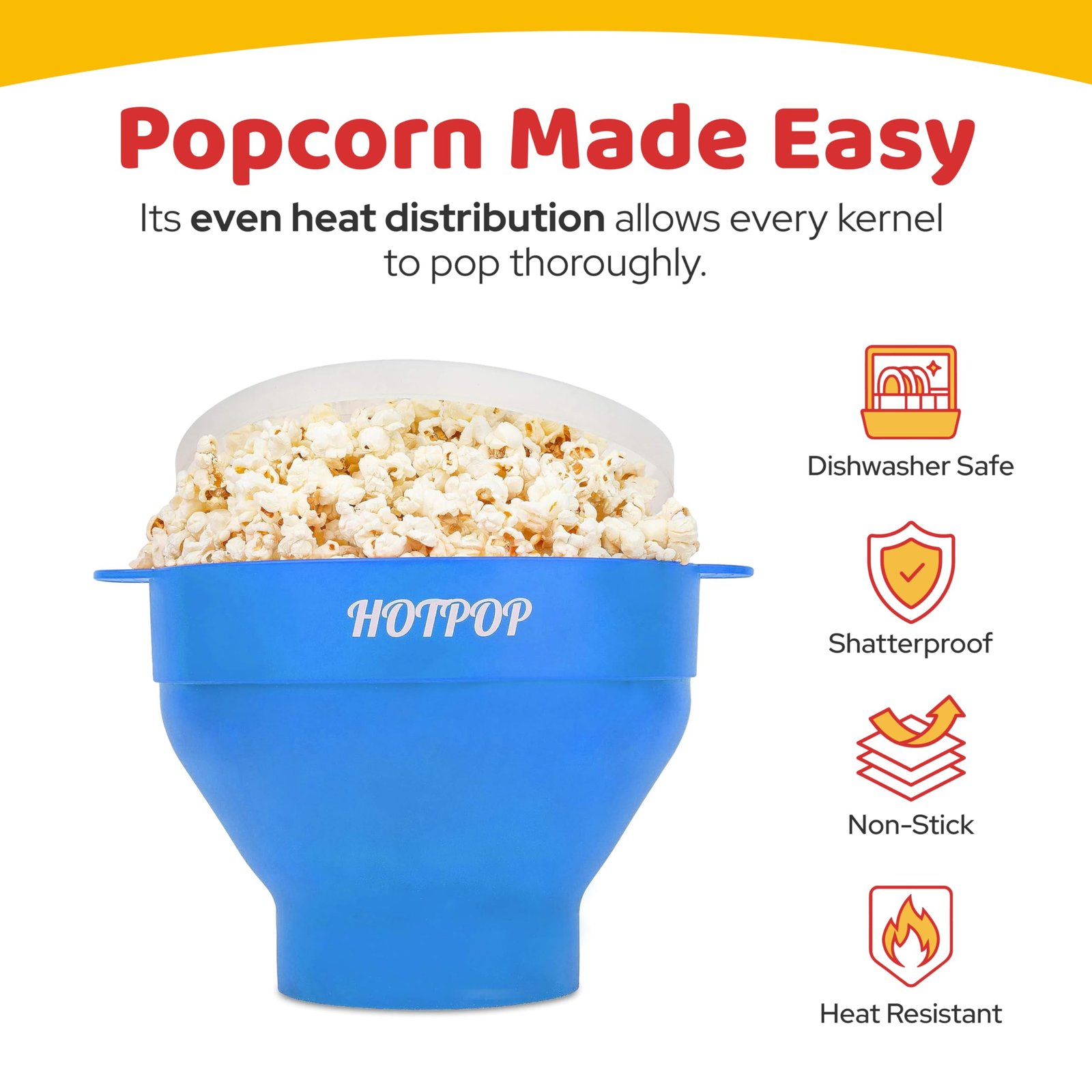 The Original Hotpop Microwave Popcorn Popper, Silicone Popcorn Maker, Collapsible Bowl Bpa Free and Dishwasher Safe (Light Blue) - Image 4