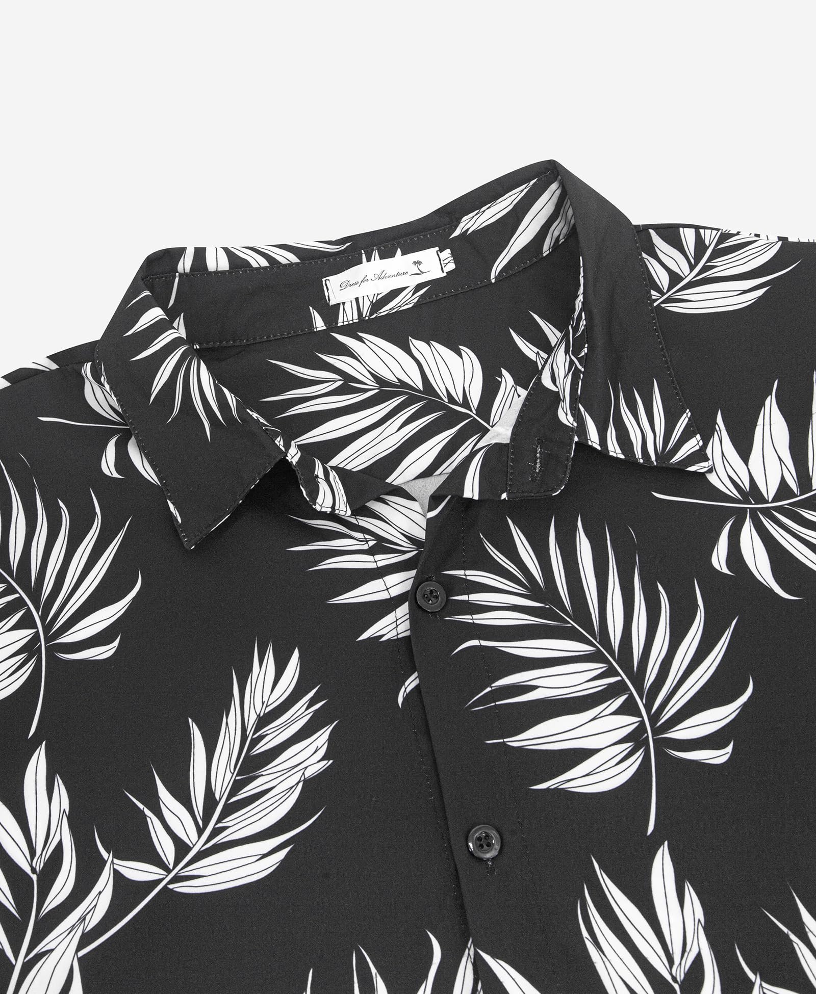 Weecreeture Big and Tall Men’s Hawaiian Shirt Tropical Print Short Sleeve Button-Down Relaxed Fit Beach Shirt for Vacation Black Palm Leaves New 3X-Large - Image 6