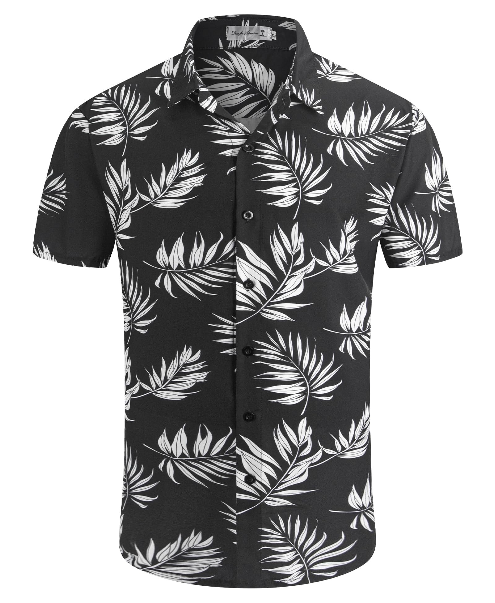 Weecreeture Big and Tall Men’s Hawaiian Shirt Tropical Print Short Sleeve Button-Down Relaxed Fit Beach Shirt for Vacation Black Palm Leaves New 3X-Large - Image 3