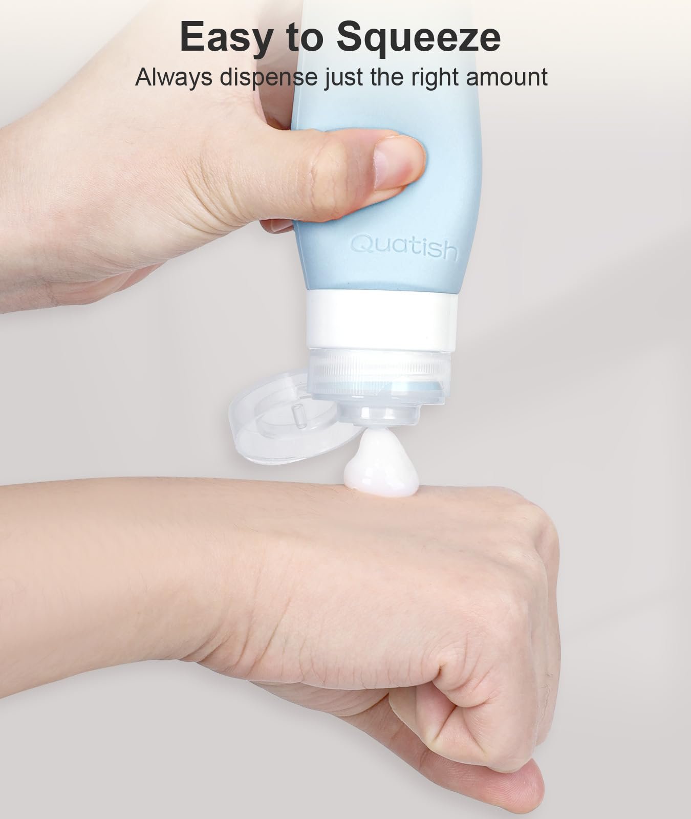 Quatish Travel Bottles for Toiletries, Original Patented Leak Proof Travel Size Toiletries, 3 oz Tsa Approved Silicone Containers, Shampoo and Conditioner Bottles, Travel Essentials, Grey - Image 6