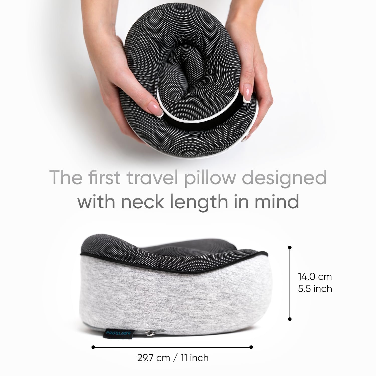 Proglobe Orthopedic Neck Pillow Travel Neck Pillows for Airplanes, Memory Foam Kit, Updated Resting Material, Airplane Travel Set with 3D Contoured Eye Masks, Earplugs, and Luxury Mesh Bag (Grey) - Image 4