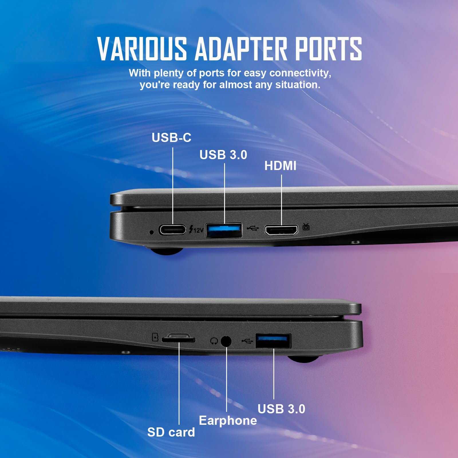 Laptop Computer, 8GB RAM 128GB ROM,Celeron Dual core Processors, 10" Netbook Computer with WiFi, Webcam and Bluetooth, Mini Laptop with Bag, Mouse, Headphone and Mouse Pad - Image 4
