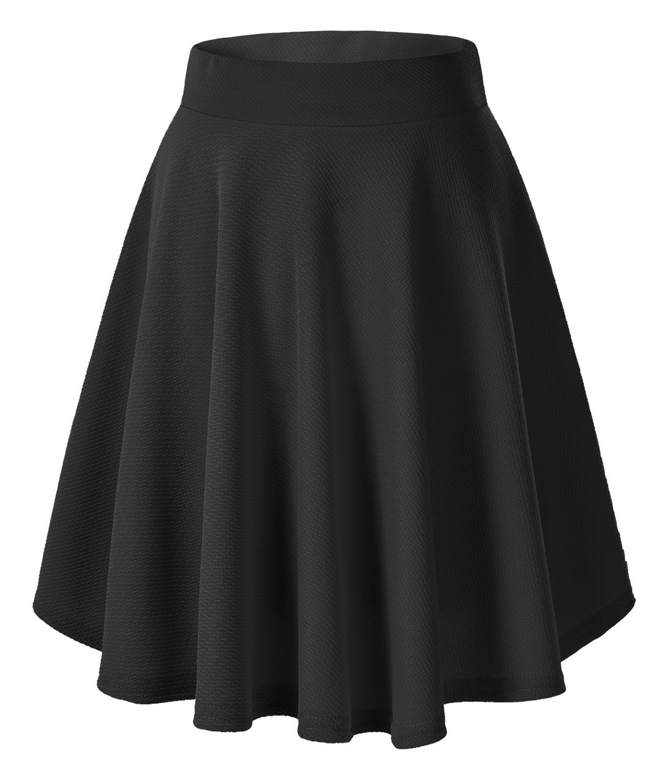 Urban CoCo Women's Basic Midi Skirt Versatile Stretchy Flared Casual High Waisted Skirt(X-Large, Black-Long) - Image 5