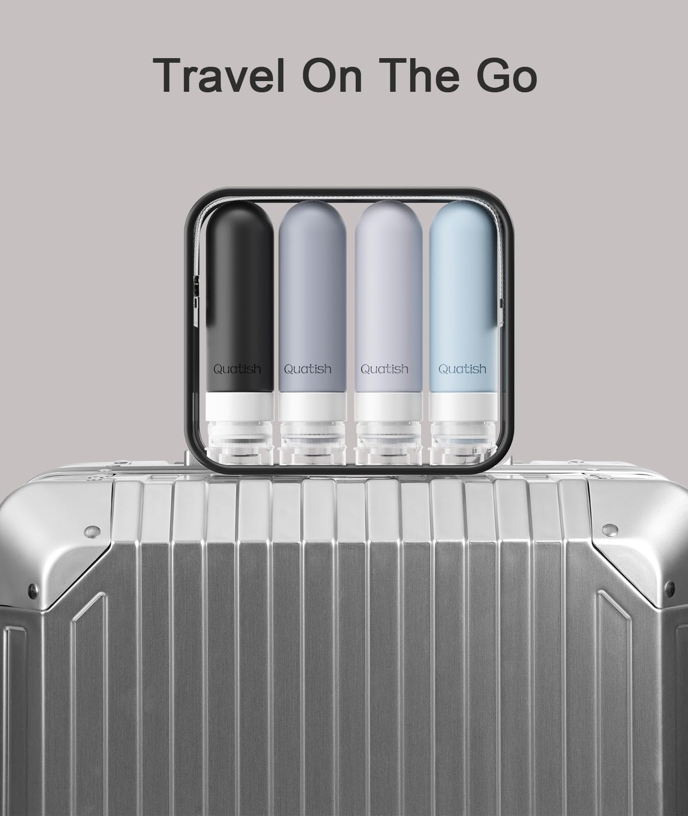 Quatish Travel Bottles for Toiletries, Original Patented Leak Proof Travel Size Toiletries, 3 oz Tsa Approved Silicone Containers, Shampoo and Conditioner Bottles, Travel Essentials, Grey - Image 3