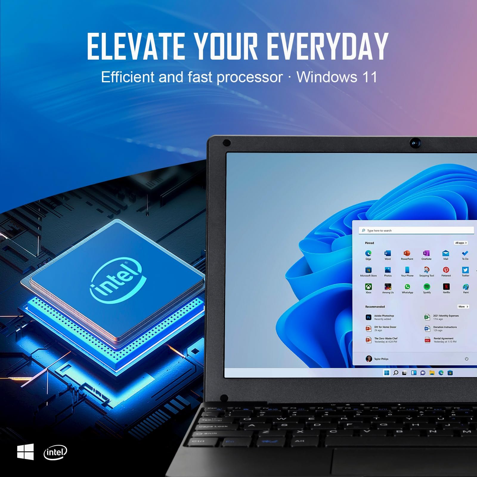 Laptop Computer, 8GB RAM 128GB ROM,Celeron Dual core Processors, 10" Netbook Computer with WiFi, Webcam and Bluetooth, Mini Laptop with Bag, Mouse, Headphone and Mouse Pad - Image 6