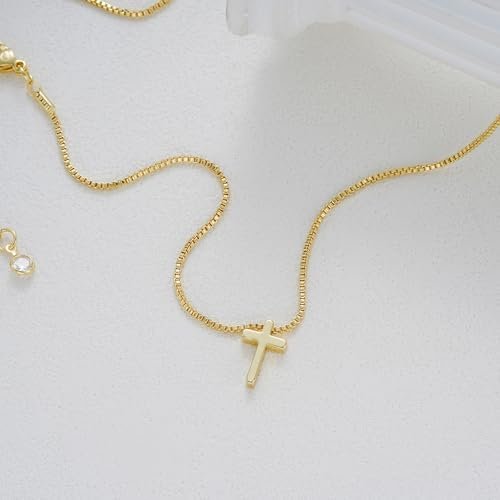 Gold Cross Necklace for Women Trendy, 14K Gold Plated Charm Choker, Pendant Necklace (Cross-Box Chain) - Colour Name : Cross-box Chain - Image 7