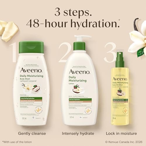 Aveeno Daily Moisturizing Body Oil Mist with Cocoa Butter Vanilla Scent, Oat Oil, & Jojoba Oil, Lightweight Oil Provides Long Lasting Hydration, Hypoallergenic, 200 mL - Size : 200 ml (Pack of 1) - Style : Scented Oil Mist - Image 6
