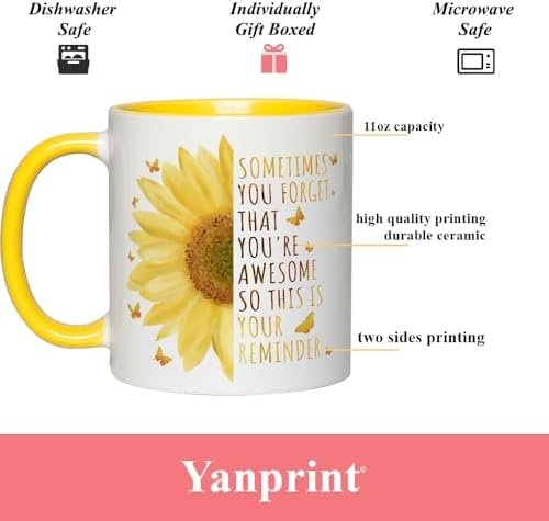 Yanprint Inspirational Gifts For Women, Motivational Sunflower Mug, Encouragement Gifts for Teacher Coworker Friends Boss Sister Daughter Birthday Mothers Day 11OZ - Image 5