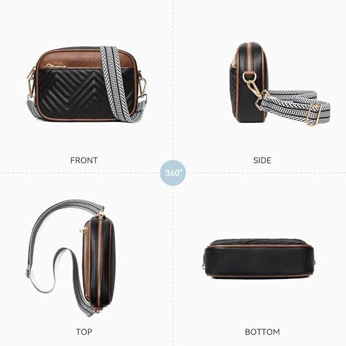 BOSTANTEN Crossbody Bags for Women Ladies Purses Small Shoulder Bag Ladies Handbags with Wide Strap - Colour Name : 0-black/Brown - Image 7