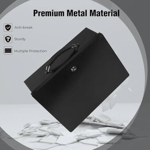 Fireproof Document Box, Fire Resistant Safe Box with Key Lock for Home, Portable Fireproof Lock Box for Personal Items, Passport, Cash, Tablet, X Large 13.2" x 11" x 4.13" - Colour Name : Black Xl+key - Image 6