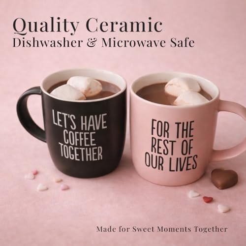 Triple Gifffted Lets Have Coffee Together Coffee Mug Set, Engagement Wedding Gifts for Couple, Bride and Groom Newlywed Bridal Shower, His and Hers, Mr and Mrs, Christmas, Valentine’s, Ceramic 380ML - Image 6