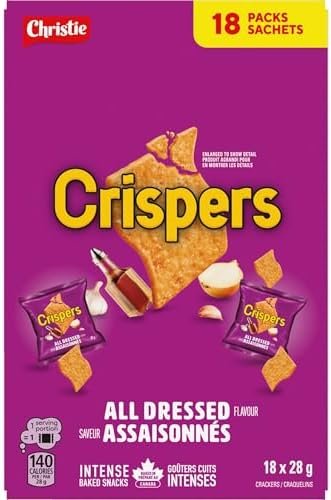 CRISPERS, All Dressed Flavour, 18 Individually Wrapped Snack Packs, Bulk Lunch School Snacks, Value Pack, Is It a Chip or a Cracker, 504 g (28 g bags each) - Image 8