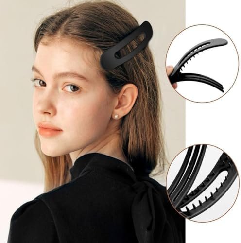 6 Flat Hair Clips, Double Floral Flat Matte French Fashion Women'S Accessories. There Are Two Shapes Suitable For Coarse Hair And Fine Hair - Image 3