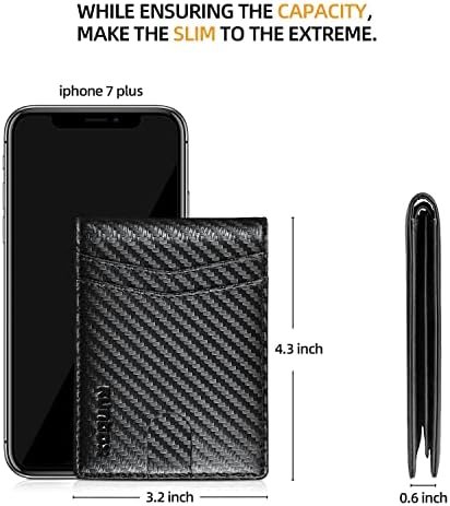 RUNBOX Slim Wallet for Men Bifold Credit Card Holder - Colour Name : Carbon Black N Green-15 Slots - Image 4