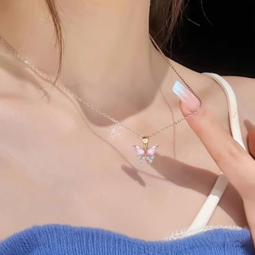 Hypoallergenic Butterfly Jewelry Set for Women, Girls - Cubic Zirconia Stud Earrings & Pendant Necklace Gift for Christmas, Birthday, Fans - Gift for Daughter, Granddaughter, Niece - Colour Name : Butterfly Set - Image 8