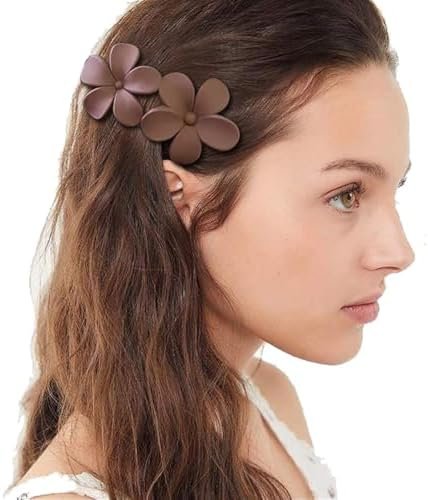 6 Flat Hair Clips, Double Floral Flat Matte French Fashion Women'S Accessories. There Are Two Shapes Suitable For Coarse Hair And Fine Hair - Image 6