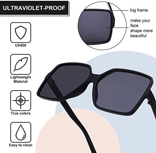 loraleo 3Pcs Oversized Rectangle Sunglasses for Women Ladies Trendy Square Sun Glasses Big Frame Sunglasses UV400 Protection - Image 4