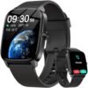 Smart Watches for Men Women with Bluetooth Calling, Heart Rate Sleep Monitor, 1.85 Inch Screen, DIY Dial, 100+ Sports Modes, AI Built-in Fitness Tracker, IP68 Waterproof, Smartwatch for Android iPhone - Colour Name : Matte Black