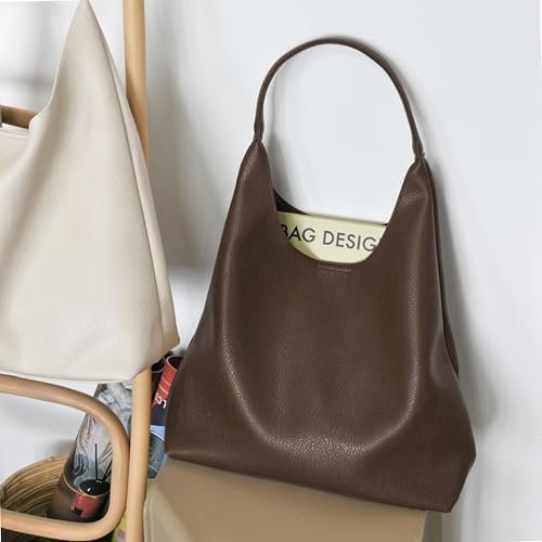 Hobo Bags for Women Soft Vegan Leather Shoulder Handbag Slouchy Tote Purses,-Colour Name : Coffee - Image 3